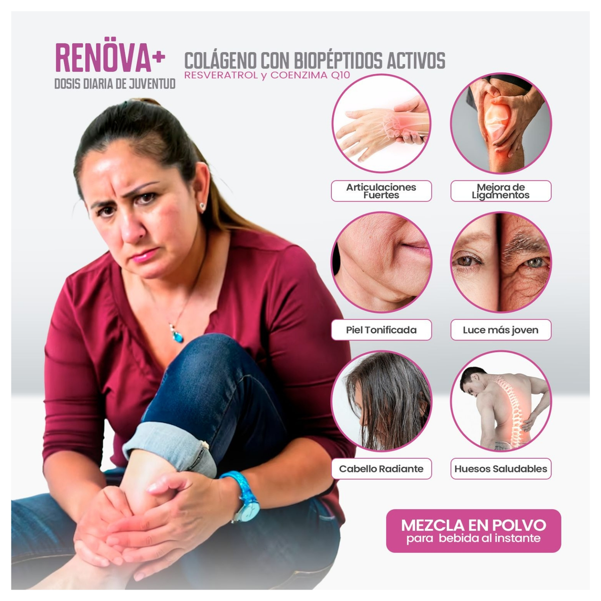 Colágeno Hidrolizado RENÖVA+ FWP Original | Biopéptidos Activos, Resveratrol y CoQ10 Sabor Berries